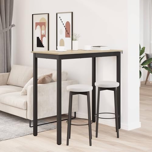 Table haute rectangulaire bois et métal structure stable 110cm - 3