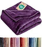 Ultra Soft Fleece Blanket Throw Size - Flannel Fleece Luxury Throw Blanket - Lightweight for Couch Bed Chair - Thick, Warm and Breathable - All Season Cozy Anti-Static Microplush Bedding, Purple