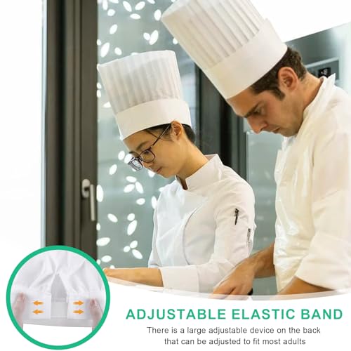 Ksvaye 10 Stück Kochmütze Einweg Kochhut Chefkoch Mütze Erwachsene Unisex Bäckermütze Kochhaube für Herren Damen Küche Hotel Backen Restaurant Kochen (Weiß)
