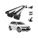 OMAC Relingträger Dachträger Dachgepäckträger Kompatibel mit VW Tiguan MK II 2016-2022 | Fahrradträger Dachboxen Dachgepäckablage Dachteile Eloxiertem Aluminium Silber 2 Teilige TÜV ABE