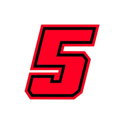 4R Quattroerre.it 13395 Racing Number 5 Moto GP, Neon Red, 10 x 10 cm