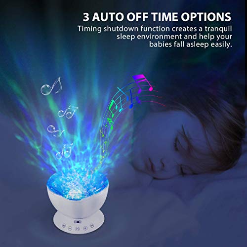 Ocean Wave Projector, 12 Led Night Light Lamp With Adjustable Lightness Remote Control Timer 8 Lighting Modes Music Speaker Light Night Light For Baby Kids Adult Bedroom Sleep Gift #TOP1