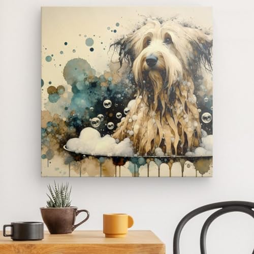 Chien dans le bain tableau pour une salle de bain chic et moderne