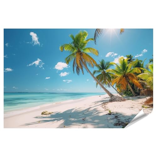 Plage ensoleillée tableau cadre poster géant paysage tropical moderne