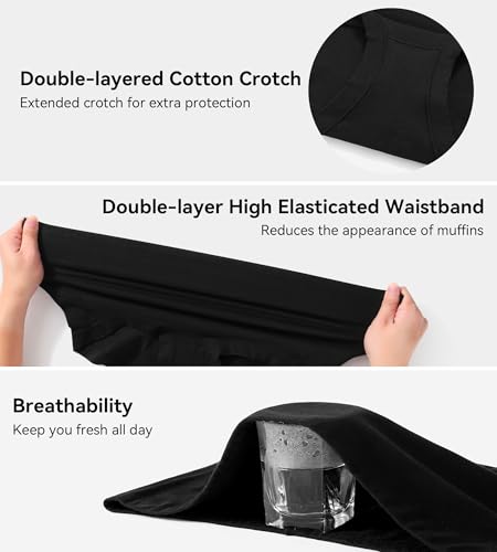 Image of Eiggam Underwear for Women Cotton High Waist Panties Full Coverage Briefs Soft Strech Ladies Breathable Panties-Multi Pack