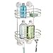 mDesign Power Lock Ultra Suction Bathroom Shower Caddy for Shampoo, Conditioner, Soap, Razors - 2 Tiers, Satin