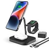 Wireless Charger, Boaraino Magnetische 3 in 1 Kabellose Ladestation Kompatibel mit iPhone 12/12 Mini/12 Pro/12 Pro Max/13 Serie/14 Serie, Apple Watch 8/7/6/SE/5/4/3, AirPods 2/3/Pro