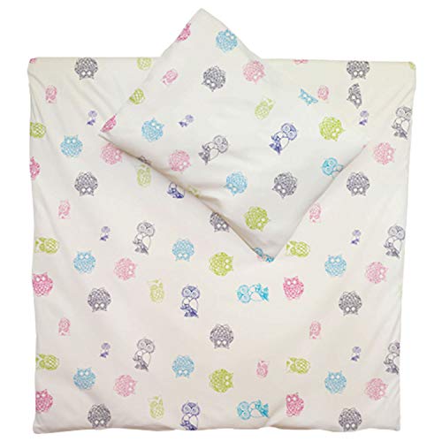 2Tlg. Babybettwäsche 100% Bio-Baumwolle 6 Farben Kinderbettwäsche Bettbezug Bettwäsche Jersey 100x135cm (100x135-40x60cm Eulen) Cover