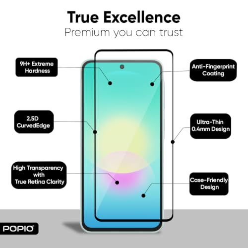 Image of POPIO Military-Grade Gorilla Tempered Glass For Samsung Galaxy A27 / M47 | 9H Hardness, Edge-to-Edge, Bubble-Free