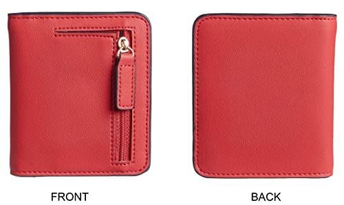 Image of Gostwo Small Wallet for Women, Slim Bifold Credit Card Holder, Compact RFID Blocking Cash Wallet, Billfolds Thin Leather Zipper Pocket, Mini Wallet Gift for Ladies Teen Girls Travel with ID Window