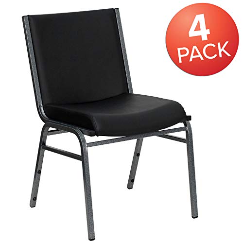 Flash Furniture 4-XU-60153-BK-VYL-GG Hercules Series Heavy-Duty Cushioned Vinyl Lobby Chairs W/ Ganging Bracket, Stacking Chairs For Waiting Rooms/Offices thumb #2