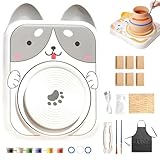 Cute Animal Pottery Wheel Set for Kids, Animal Porcelain Machine Tools, Complete Pottery Painting Kit Arts and Crafts, Birthday Halloween Christmas Gift for Girls Boy Kids Toy (03)