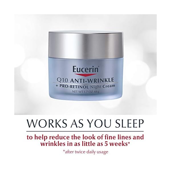 Eucerin Q10 Anti-Wrinkle Night Cream + Pro-Retinol, Facial Cream for Sensitive Skin, 1.7 Oz Jar