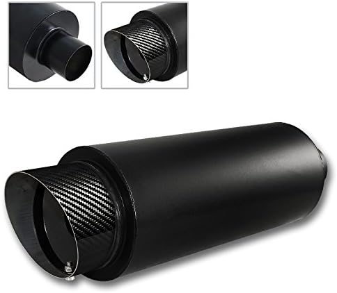 HYPERSPEED 4" Fireball Slant Tip 3" inlet Weld-On Exhaust Muffler with Silencer JDM N1 Style T-304 Stainless Steel Universal, Auto Replacement Parts Assembly, Car Mods Accessories (Black/Carbon Tip)