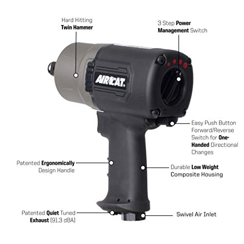 AIRCAT 1770-XL Super Duty Composite Impact Wrench, 3/4-Inch,Titanium/Grey