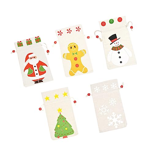 FOMIYES 1 Juego Saco De Algodón Bolsa De Manzana Dulces De Navidad Gran Bolsa De Navidad Christmas Bag Natal Decoração Bolsas De Decorativas Mochilas De Cuerdas 5 Piezas