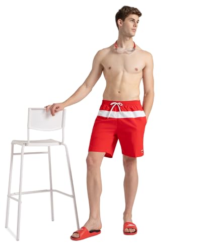Image of Speedo Men's 4 Way Comfort Stretch Volley Watershorts with Side Pockets | 100% Recycled Polyester | Water Repellent | Chlorine Resistant | UPF 50+ Sun Protection Swimming Trunks