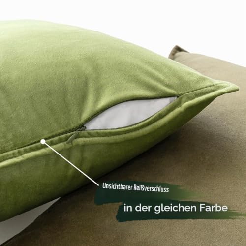MIULEE 4er Set Kissenbezug 45×45cm Biese Samt Farbverlauf Grün Serie – Ansicht 3