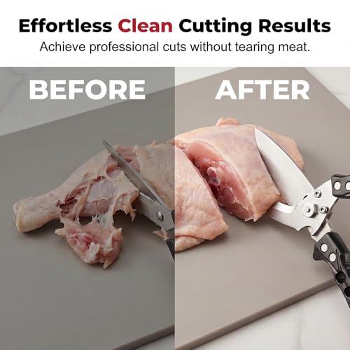 Image of Heavy Duty Poultry Shears, Heavy Duty Kitchen Scissors for Food, Multi-Purpose Kitchen Shears for Meat Chicken Bone Fish Turkey Vegetables Seafood (Silver)