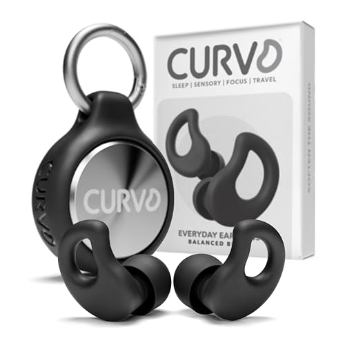 CURVD Paquete de tapones para los oídos de uso diario + clip para funda, el tapón perfecto para dormir, viajes, sensibilidad al ruido/cancelación + paquete de clip para funda, contenedor portátil