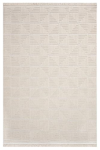 Dreamy Beige 幾何学模様 マイクロファイバー テクスチャード加工 モダン ソフト 厚手 居心地の良い幾何学ラグ 寝室 エントリー リビング ダイニング 子供部屋 ミッドセンチュリー ボヘミアン モロッコ トルコ風 洗える 滑り止め エリアラグ