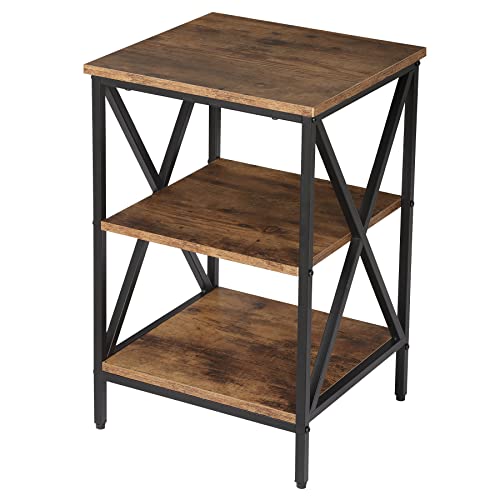 Nouva AE1230 Industrial End Table 3-Tier Side Table With Shelves Heavy Duty Square Accent Table Sofa Table Couch End Table thumb #8