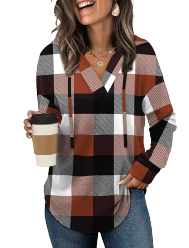 Image of Sampeel Hoodies for Women Trendy Fall Fashion 2025 V Neck Oversized Sweatshirt Plus Size Tops Clothes