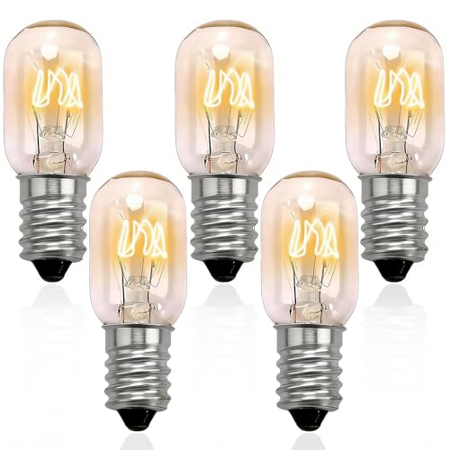 15W E14 Screw Himalayan Salt Lamp Bulb 230V 5 Pcs Scentsy Heating Replacement Bulbs T20 Small Special Purpose Bulb Only for Wax Warmer Fridge Oven Microwave Sewing Machine Not for General Lighting