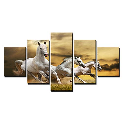 Tableau mural sur toile course en 5 pièces pour décoration moderne sans cadre
