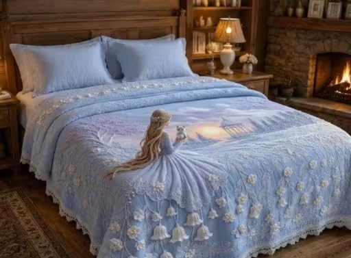 Majestic Living 7D Optical Illusion Princess Dress Bedding Set | 2 Pillow Shams Included,Bedroom Decor, 3-Piece Bed Set-image-11