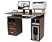 Price comparison product image CherryTree Furniture Computer Desk with Cupboard Drawers and Keyboard Tray Desktop PC Table Workstation (Walnut)
