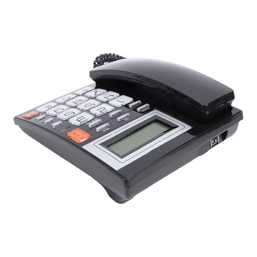 Dpofirs Identification de L'appelant Téléphone Fixe Filaire Affichage de la Date et de L'heure Flash Re Dial Fonction Haut-Parleur pour Les Personnes âgées (Black)