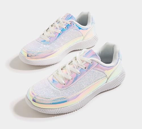 Image of BELOS Women's Glitter Shoes Sparkly Lightweight Metallic Sequins Tennis Shoes Casual Retro Braided Walking Shoes