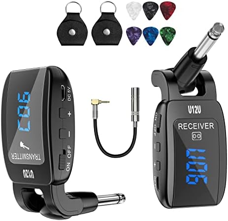 TTSTAR ISAIBELL Wireless Guitar System Instrument System Electric Guitar Transmitter Receiver Rechargeable Bass Accessories Digital Display Stereo Jack Audio Cable Adapter 15Set Frequency
