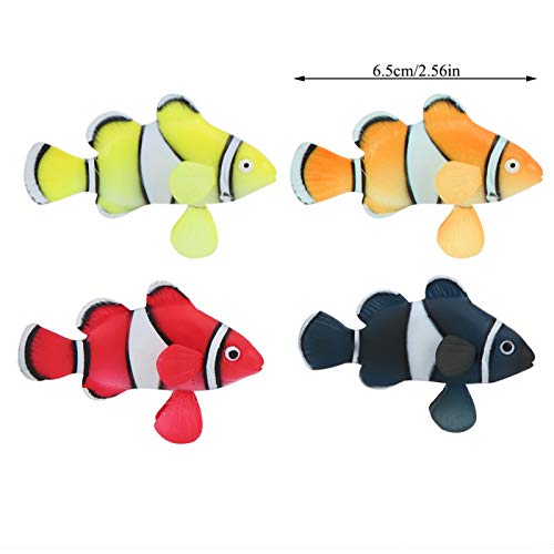Biônico 4 pcs Peixe-palhaço biônico do aquário, Decoração de natação de silicone Peixe-palhaço biôni