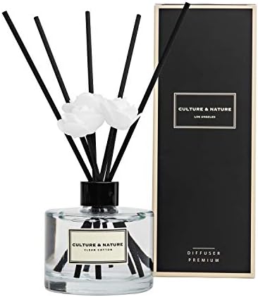 CULTURE & NATURE Reed Diffuser 6.7oz ( 200ml ) Clean Cotton Scented Reed Diffuser Set