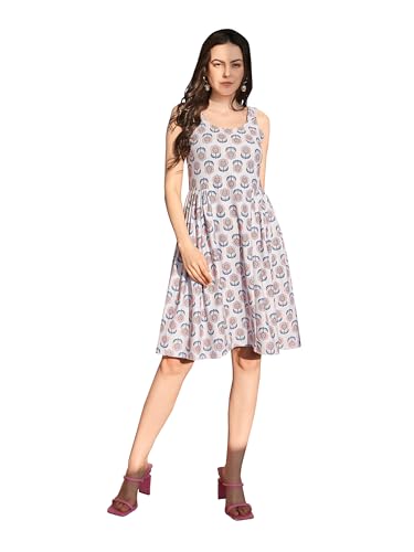 Image of PURVAJA Women's Polyester Blend A-Line Knee-Length Dress