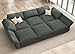 HONBAY Modular Sectional Sofa with Storage Corduroy Sectional Sleeper Sofa Modular Sectional Couches for Living Room,Green