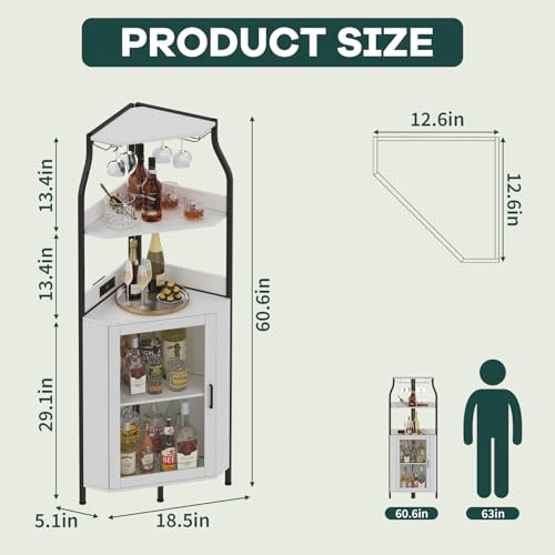 GarveeHome Corner Wine Rack with Glass Holder and Storage Shelves, 4 Tier Corner Bar Corner Wine Cabinet, Industrial Corner Wine Shelf for Living Room, Small Space by GarveeHome - Used condition - Image 2