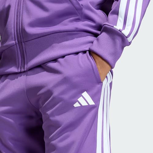 adidas Unisex Kids SEASONAL ESSENTIALS TIBERIO 3 STRIPES TRICOT TRACKSUIT, active purple/white, 13-14 Years