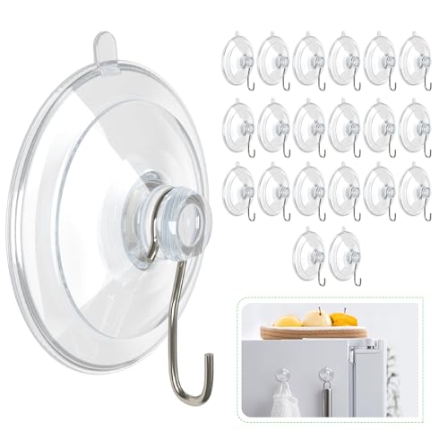 Hangerspace Suction Cup Hooks, Removable Small Suction Cups, Clear, 20 Pack