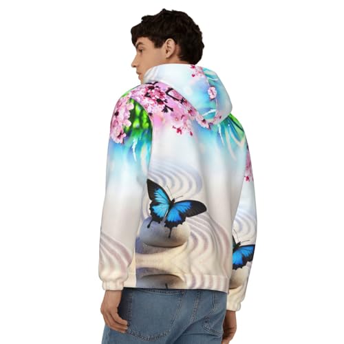 Sweat à capuche imprimé papillon zen avec fermeture éclair homme - 3