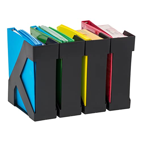 Iris Usa Large Vertical Magazine Organizer Holder, 8-Pack, Bookshelf Storage Organization For Paper File Notebook School Subject Binder Music Book With Two Open Sides For Easy Access, Black #TOP5