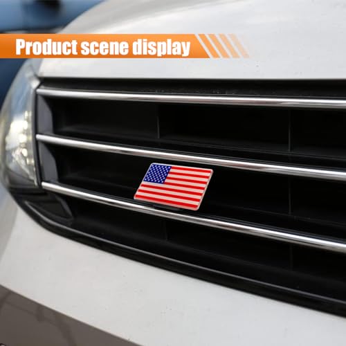 Image of Front & Tailgate 3D America Flag Grille Emblem Badge - Car Front Grill Badge Sign Emblem, Auto Bumper Fenders Decoration Sticker Decals Car Body Exterior Decor Accessories (USA Flag)