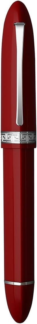 Majohn V60 Triangular Piston Fountain Pen EF Nib, Red Silver Resin Writing Office Pen with Gift Box