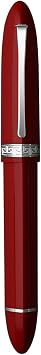 erofa Majohn V60 Triangular Piston Fountain Pen Fine Nib, Red Silver Resin Writing Office Pen with Gift Box