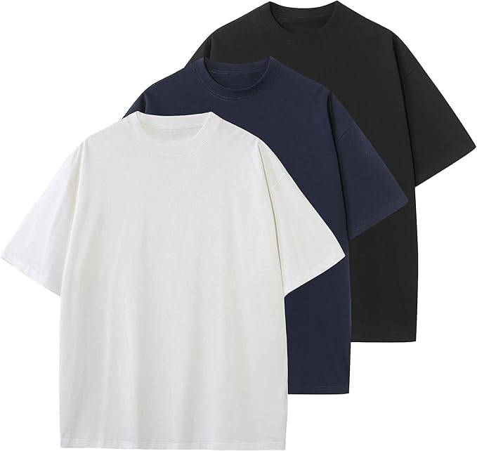 OSACOD Men's Oversized T-Shirts Cotton Tee Heavyweight Unisex Short Sleeve Crew Neck Loose Fit Basic Tops