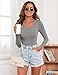DSPSAM Women's Crew Neck Long Sleeve Bodysuits Basic Casual Going Out Cute Body Suits Fashion T-shirt 2025 (Light Grey, Medium)