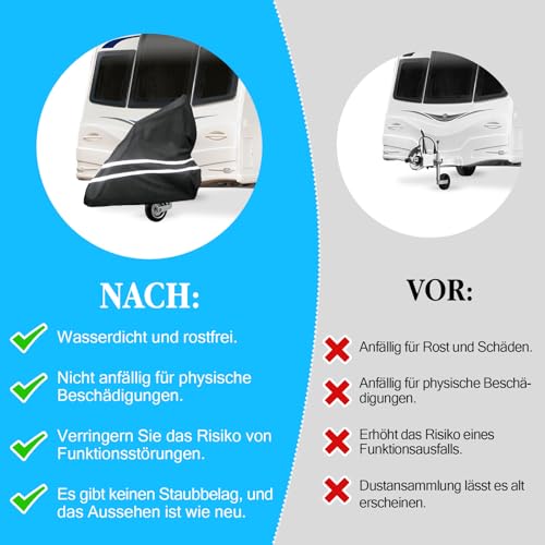 Inscrip Deichselabdeckung, Pferdeanhänger Deichselhaube, Pferdeanhänger Zubehör, Groß 600D Wasserdicht mit Reflektorstreifen, Deichselabdeckung Wohnwagen für Alle Arten von Pferdeanhängern (Silber)