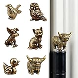 Brass Animal Hinge Heads Decorative Topper Set of 6,Vintage Zinc Alloy Die,Cast Hinge Toppers for Interior Doors,Kids Rooms,Bedrooms,Living Rooms & Kitchens,Renovated Homes & Housewarming Gifts